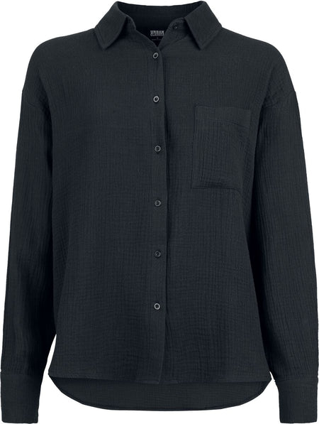 Chemise manches longues  de Urban Classics - Blouse Mousseline Oversize - XS à XL - pour Femme - noir - Urban Classics