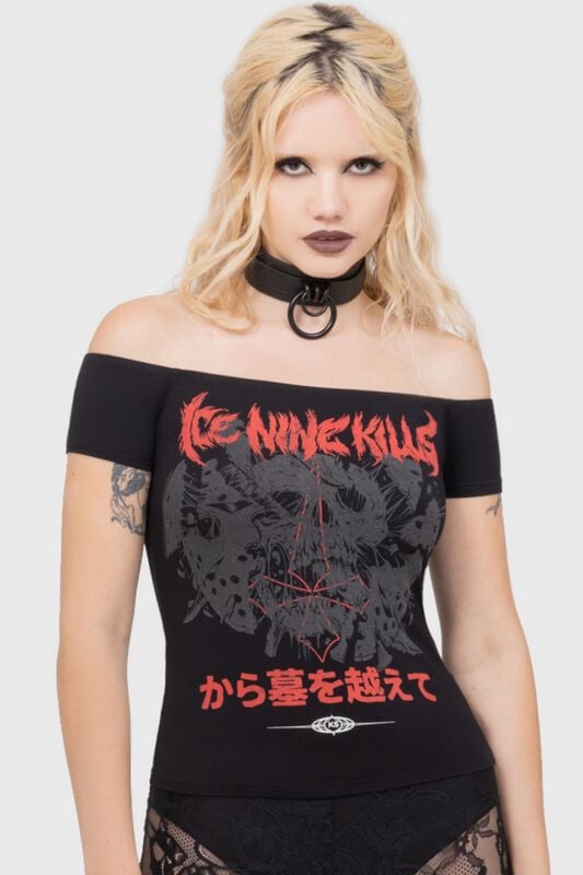 T-Shirt Manches courtes Gothic de Ice Nine Kills by Killstar - Your Worst Nightmare Bardot Top - XS à 4XL - pour Femme - noir/rouge - Ice Nine Kills by Killstar