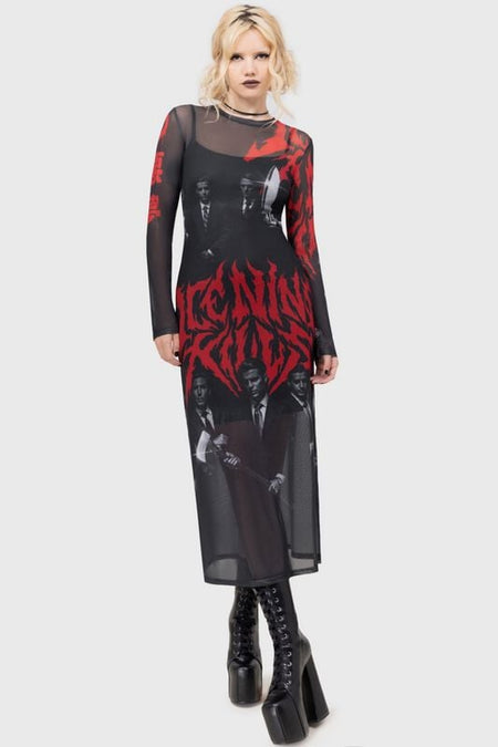 Robe longue Gothic de Ice Nine Kills by Killstar - Welcome To Horrorwood Maxi Dress - S à 4XL - pour Femme - noir - Ice Nine Kills by Killstar