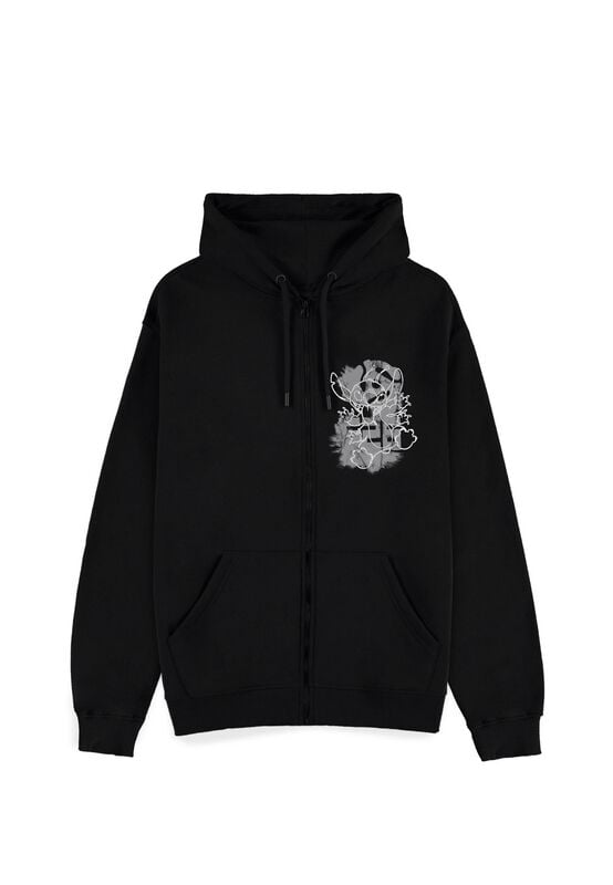 Sweat-shirt zippé à capuche Disney de Lilo & Stitch - Stitch - Metal Graphic - S à XL - pour Homme - noir - Lilo & Stitch