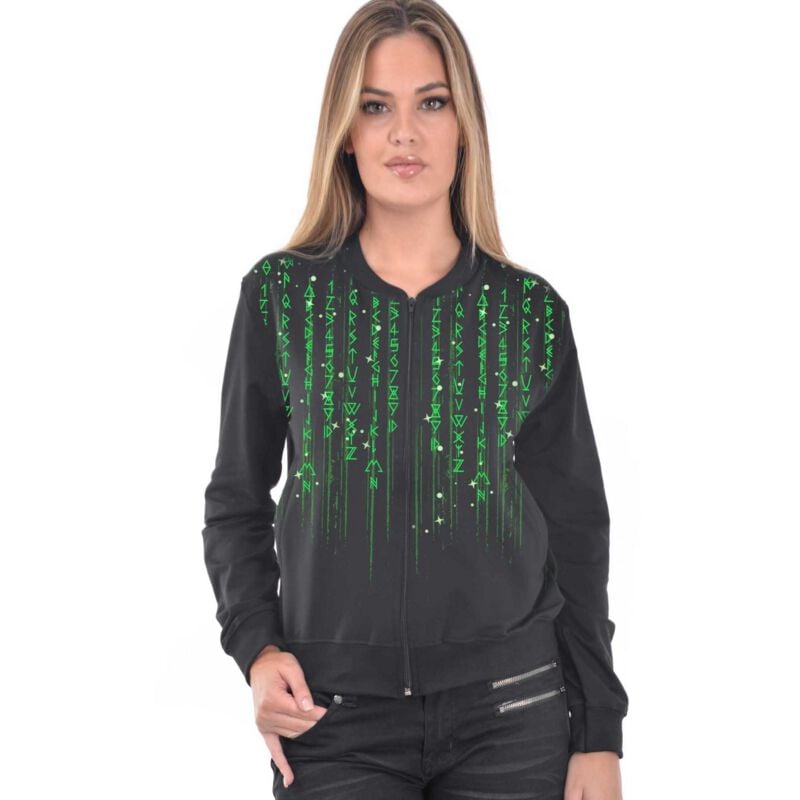 Bomber  de Outer Vision - Runetrix - S à XXL - pour Femme - noir/vert - Outer Vision