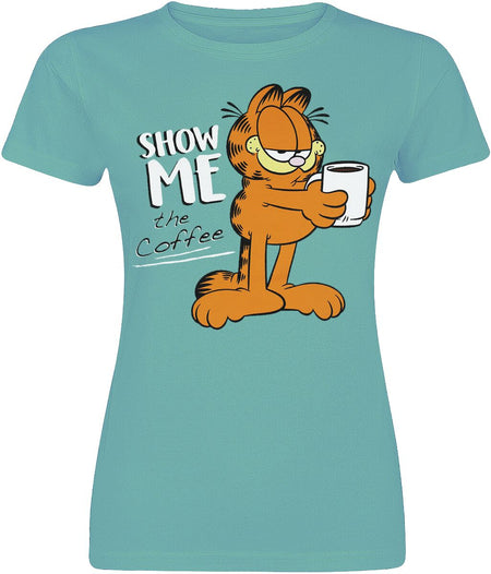 T-Shirt Manches courtes  de Garfield - Show Me The Coffee - M à 3XL - pour Femme - turquoise - Garfield