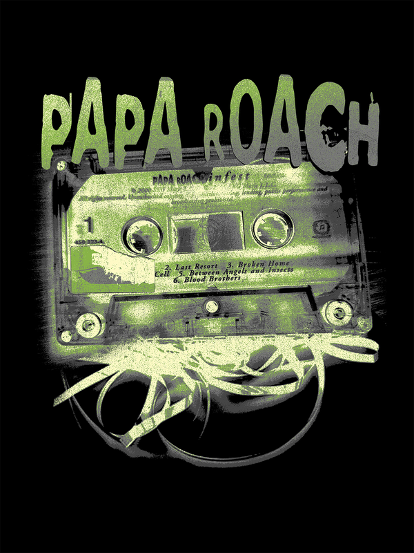 T-Shirt Manches courtes  de Papa Roach - Cassette - M à L - pour Homme - noir - Papa Roach - View 2