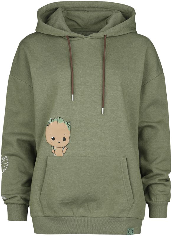 Sweat-shirt à capuche Disney de Les Gardiens De La Galaxie - Groot - Oversize - S à XXL - pour Femme - vert sombre chiné - Les Gardiens De La Galaxie