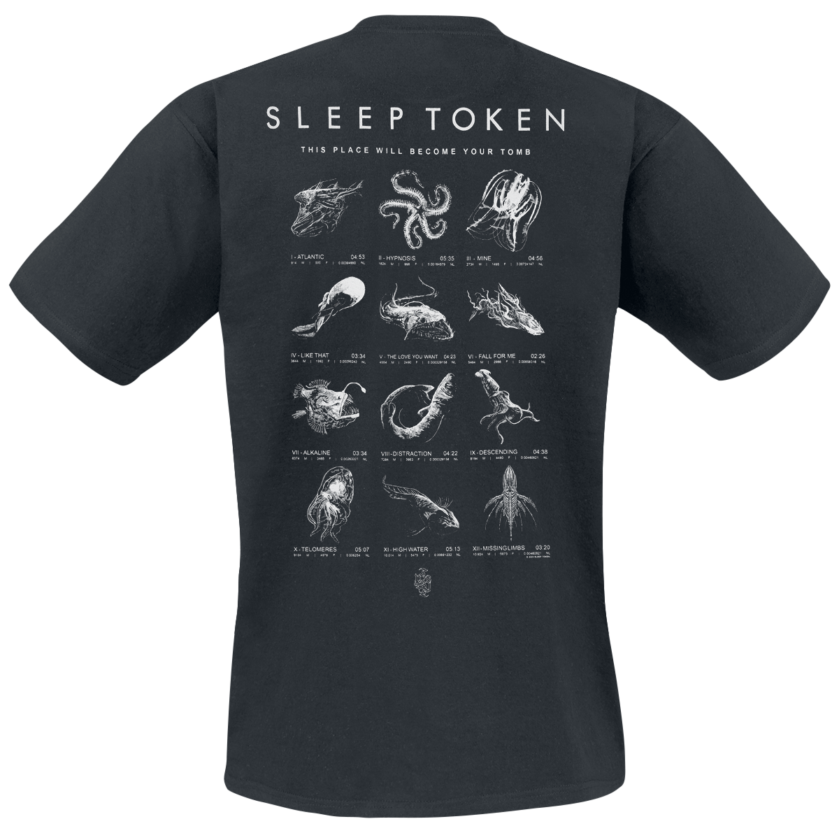 T-Shirt Manches courtes  de Sleep Token - Depth Chart - S à 4XL - pour Homme - noir - Sleep Token - View 2