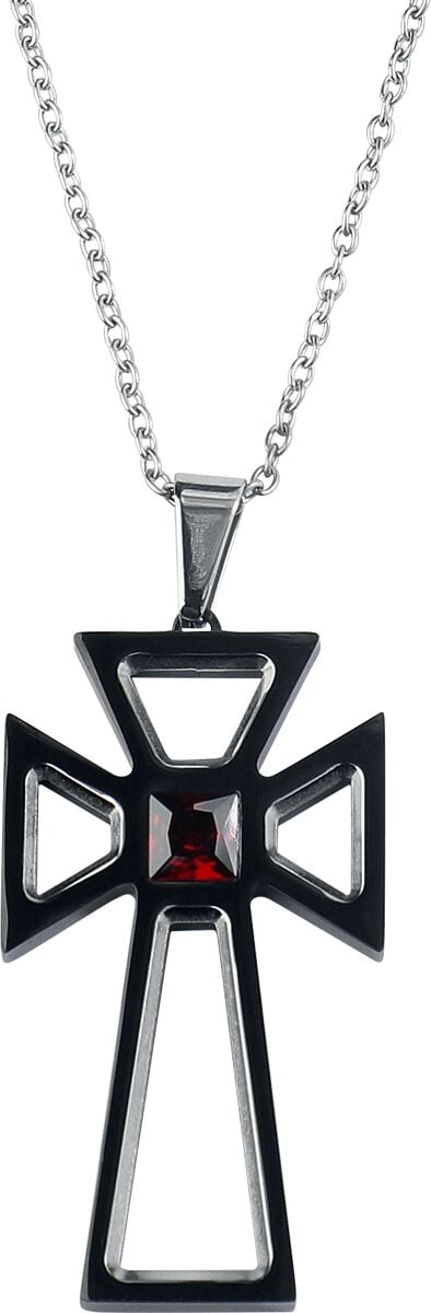 Collier Gothic de etNox hard and heavy - Cross - pour Unisexe - argent/rouge - etNox hard and heavy