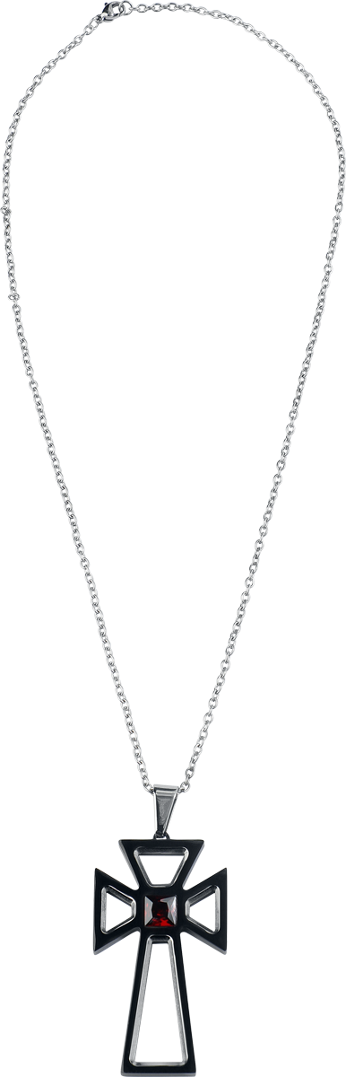 Collier Gothic de etNox hard and heavy - Cross - pour Unisexe - argent/rouge - etNox hard and heavy - View 2