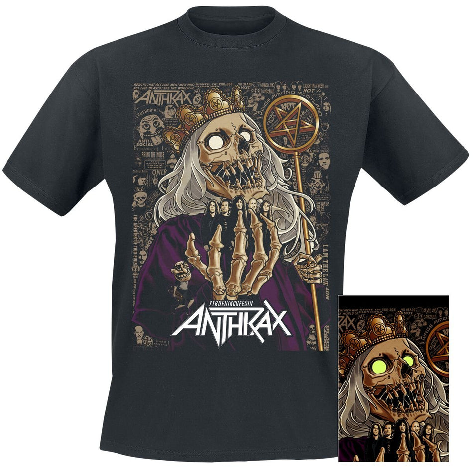 T-Shirt Manches courtes  de Anthrax - 40th King - S à M - pour Homme - noir - Anthrax