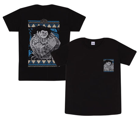 T-shirt Disney de Vaiana - Vaiana 2 - Maui Tribal - 104 - pour filles & garçonse - noir - Vaiana
