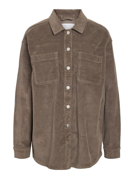 Chemise manches longues  de Noisy May - NMALVA L/S SHACKET COLOURED CORDUROY NOOS - XS à XL - pour Femme - marron - Noisy May