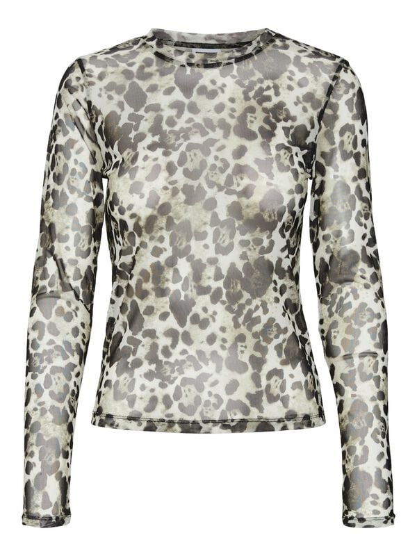 T-shirt manches longues  de Noisy May - NMJudith L/S BG NOOS - Haut en Mesh - XS à XL - pour Femme - léopard - Noisy May