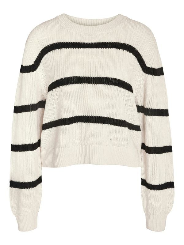 Pull tricoté  de Noisy May - NMMAYSA L/S STRIPE O-NECK NOOS - Pull Tricoté - XS à XL - pour Femme - crème - Noisy May
