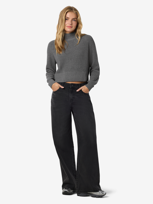 Pull tricoté  de Noisy May - NMDARA L/S FWD NOOS - Pull Tricoté Col Montant - XS à XL - pour Femme - gris - Noisy May - View 2