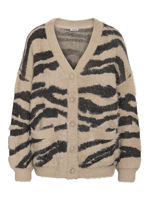Gilets & Ponchos  de Noisy May - NMFLYNN L/S V-NECK KNIT CARDIGAN NOOS - XS à S - pour Femme - marron - Noisy May
