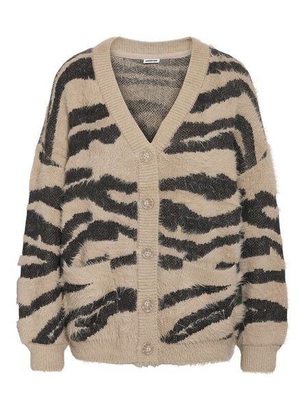 Gilets & Ponchos  de Noisy May - NMFLYNN L/S V-NECK KNIT CARDIGAN NOOS - XS à S - pour Femme - marron - Noisy May