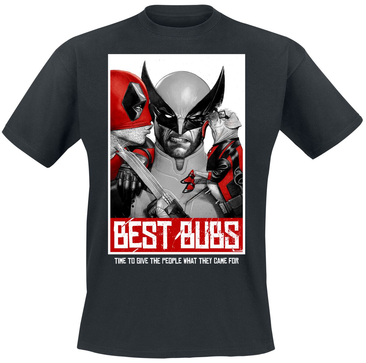 T-Shirt Manches courtes  de Deadpool - Deadpool And Wolverine - Best Bubs Threesome - S à XL - pour Homme - noir - Deadpool