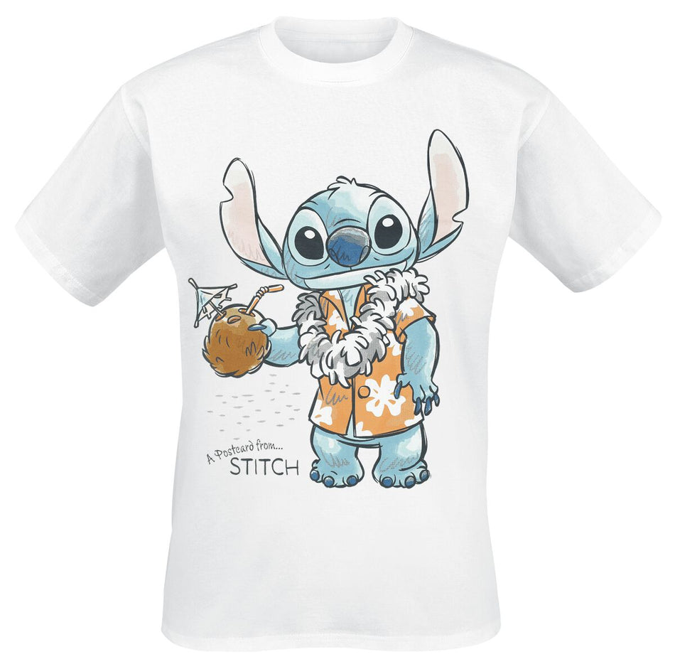 T-Shirt Manches courtes Disney de Lilo & Stitch - Postcard from Stitch - S à XXL - pour Homme - blanc - Lilo & Stitch