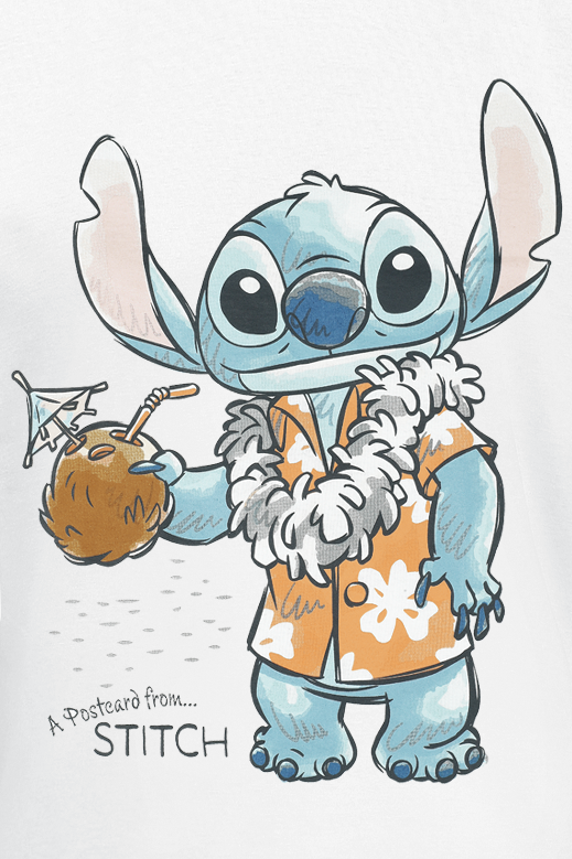 T-Shirt Manches courtes Disney de Lilo & Stitch - Postcard from Stitch - S à XXL - pour Homme - blanc - Lilo & Stitch - View 2
