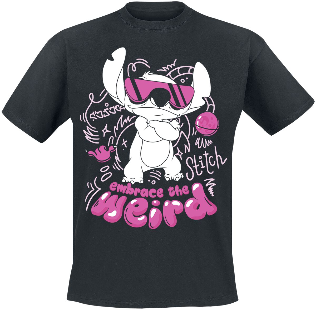 T-Shirt Manches courtes Disney de Lilo & Stitch - Embrace The Weird - S à XXL - pour Homme - noir - Lilo & Stitch