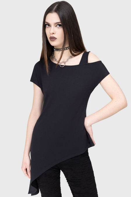 T-Shirt Manches courtes Gothic de KIHILIST by KILLSTAR - Ashenova Top - M à L - pour Femme - noir - KIHILIST by KILLSTAR