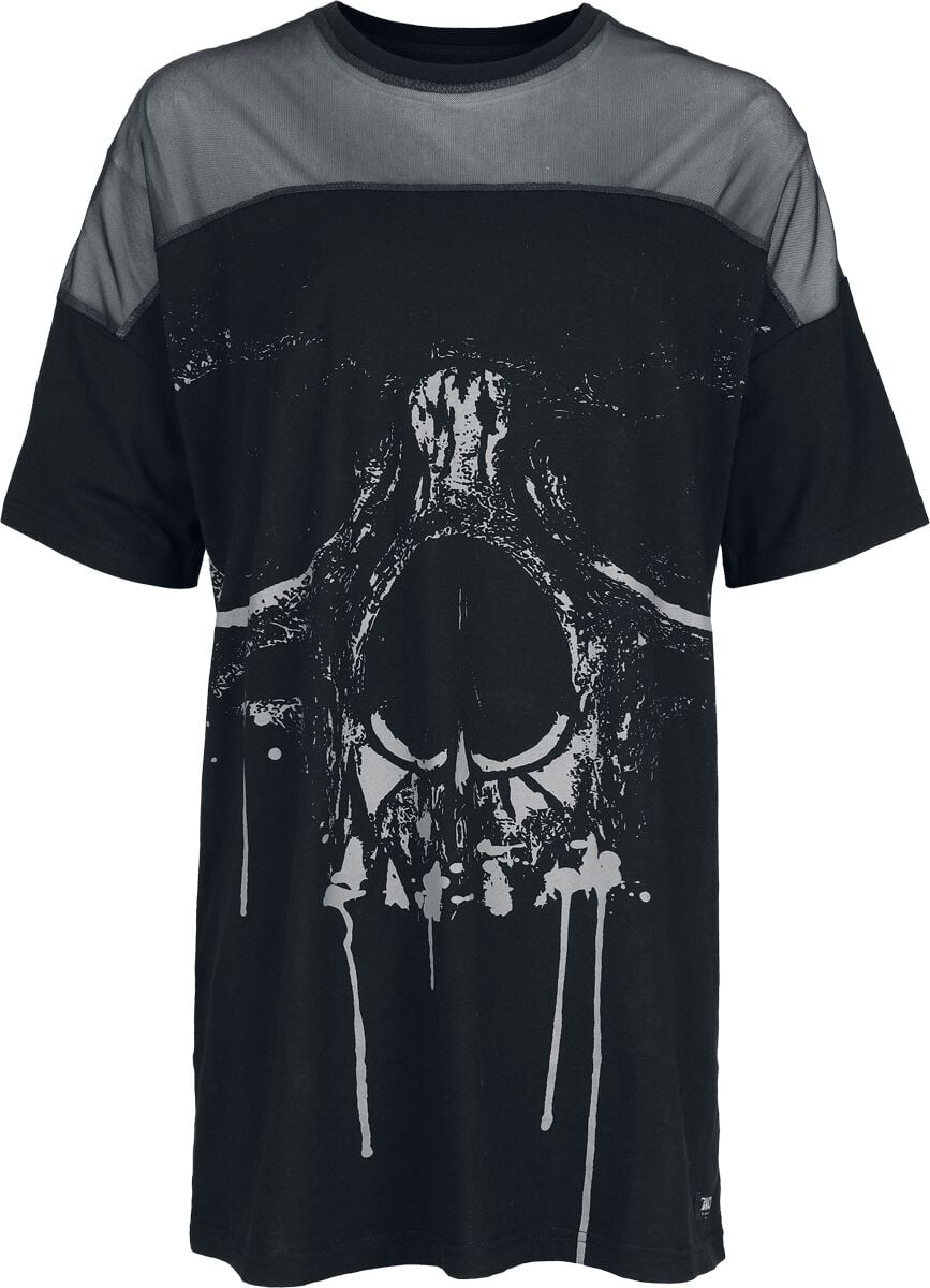 T-Shirt Manches courtes  de Black Premium by EMP - Mesh & Crânes - T-Shirt Oversize - S à XL - pour Femme - noir - Black Premium by EMP