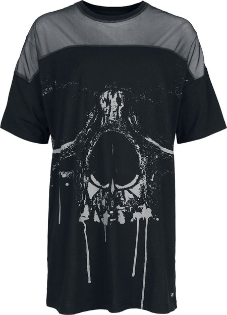 T-Shirt Manches courtes  de Black Premium by EMP - Mesh & Crânes - T-Shirt Oversize - S à XL - pour Femme - noir - Black Premium by EMP