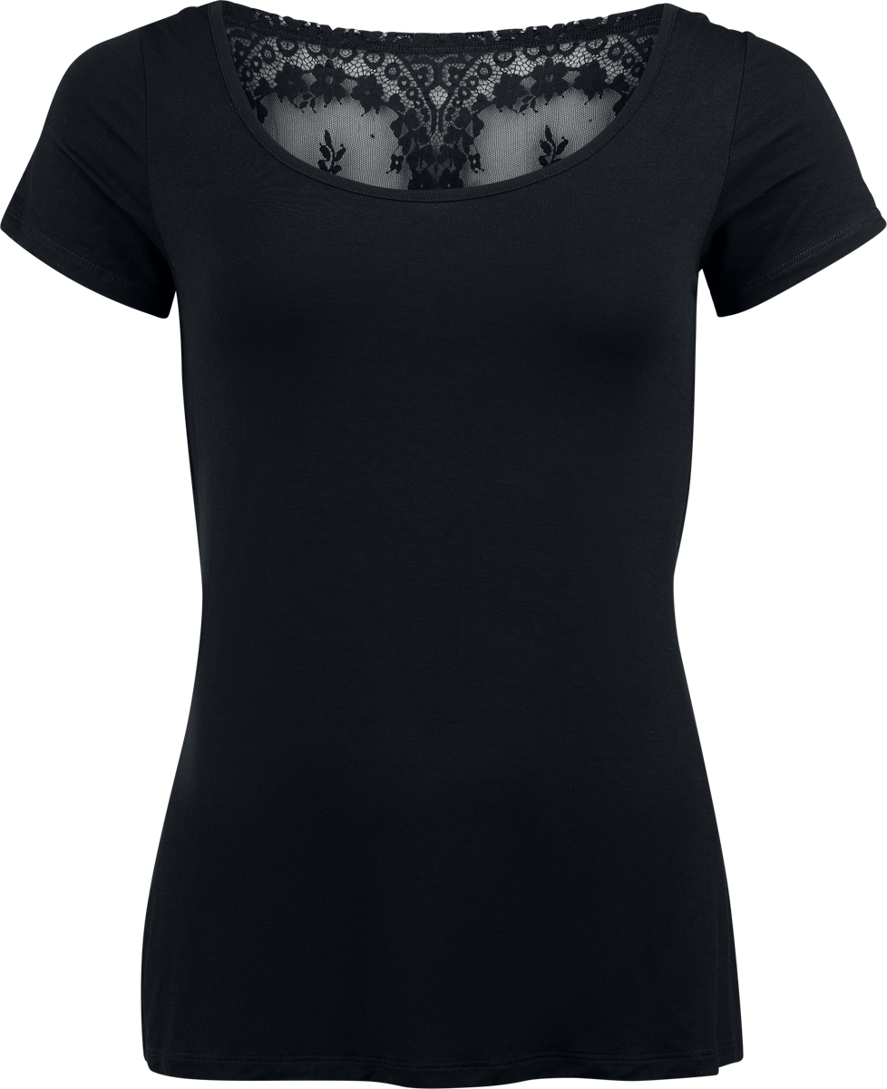 T-Shirt Manches courtes  de Black Premium by EMP - T-Shirt avec Détails en Dentelle - S à XXL - pour Femme - noir - Black Premium by EMP - View 2