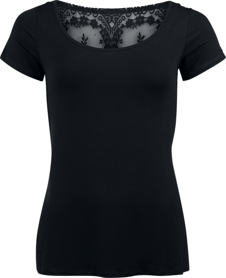 T-Shirt Manches courtes  de Black Premium by EMP - T-Shirt avec Détails en Dentelle - S à XXL - pour Femme - noir - Black Premium by EMP - View 2