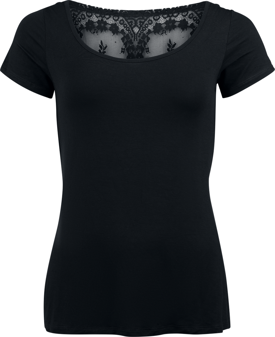 T-Shirt Manches courtes  de Black Premium by EMP - T-Shirt avec Détails en Dentelle - S à XXL - pour Femme - noir - Black Premium by EMP - View 2