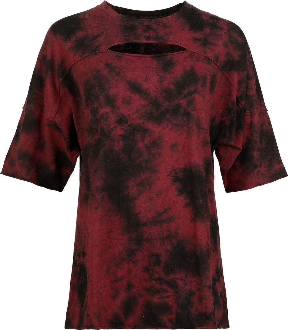 T-Shirt Manches courtes  de Black Premium by EMP - T-Shirt avec Découpes - S à XXL - pour Femme - noir/rouge - Black Premium by EMP