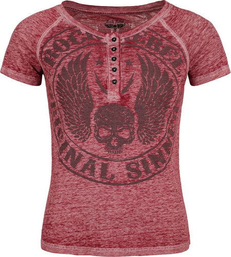 T-Shirt Manches courtes  de Rock Rebel by EMP - Skulls & Details - S à XXL - pour Femme - bordeaux - Rock Rebel by EMP
