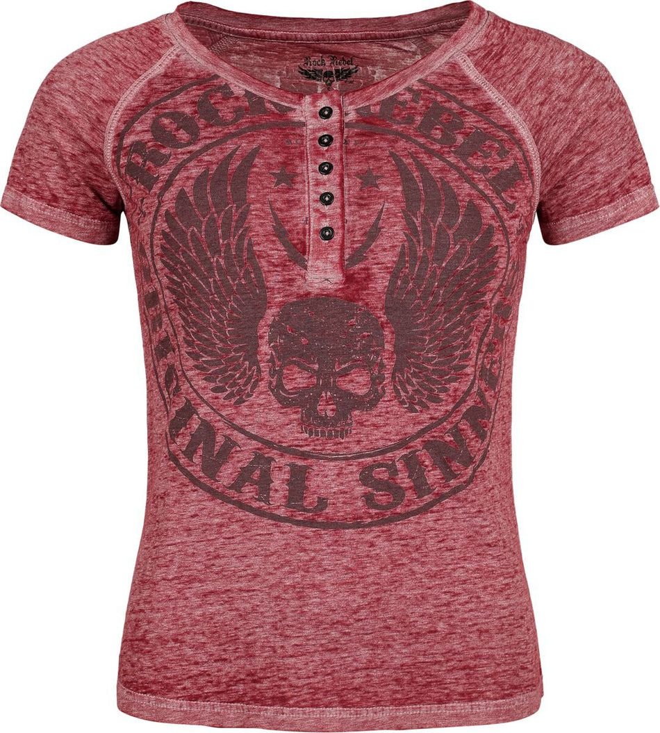 T-Shirt Manches courtes  de Rock Rebel by EMP - Skulls & Details - S à XXL - pour Femme - bordeaux - Rock Rebel by EMP