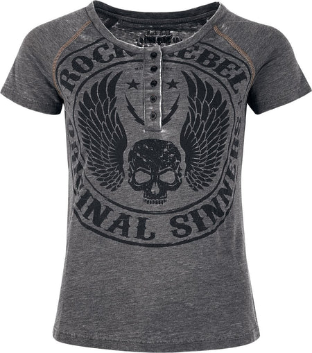 T-Shirt Manches courtes  de Rock Rebel by EMP - Skulls & Details - S à XXL - pour Femme - gris - Rock Rebel by EMP