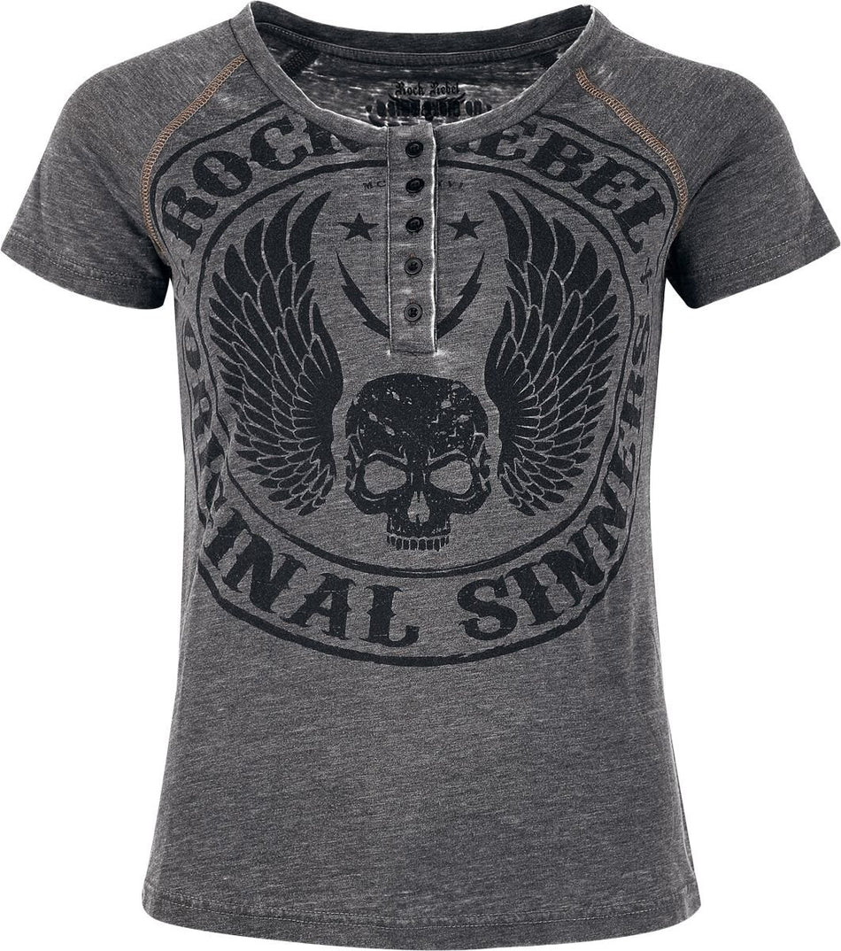 T-Shirt Manches courtes  de Rock Rebel by EMP - Skulls & Details - S à XXL - pour Femme - gris - Rock Rebel by EMP