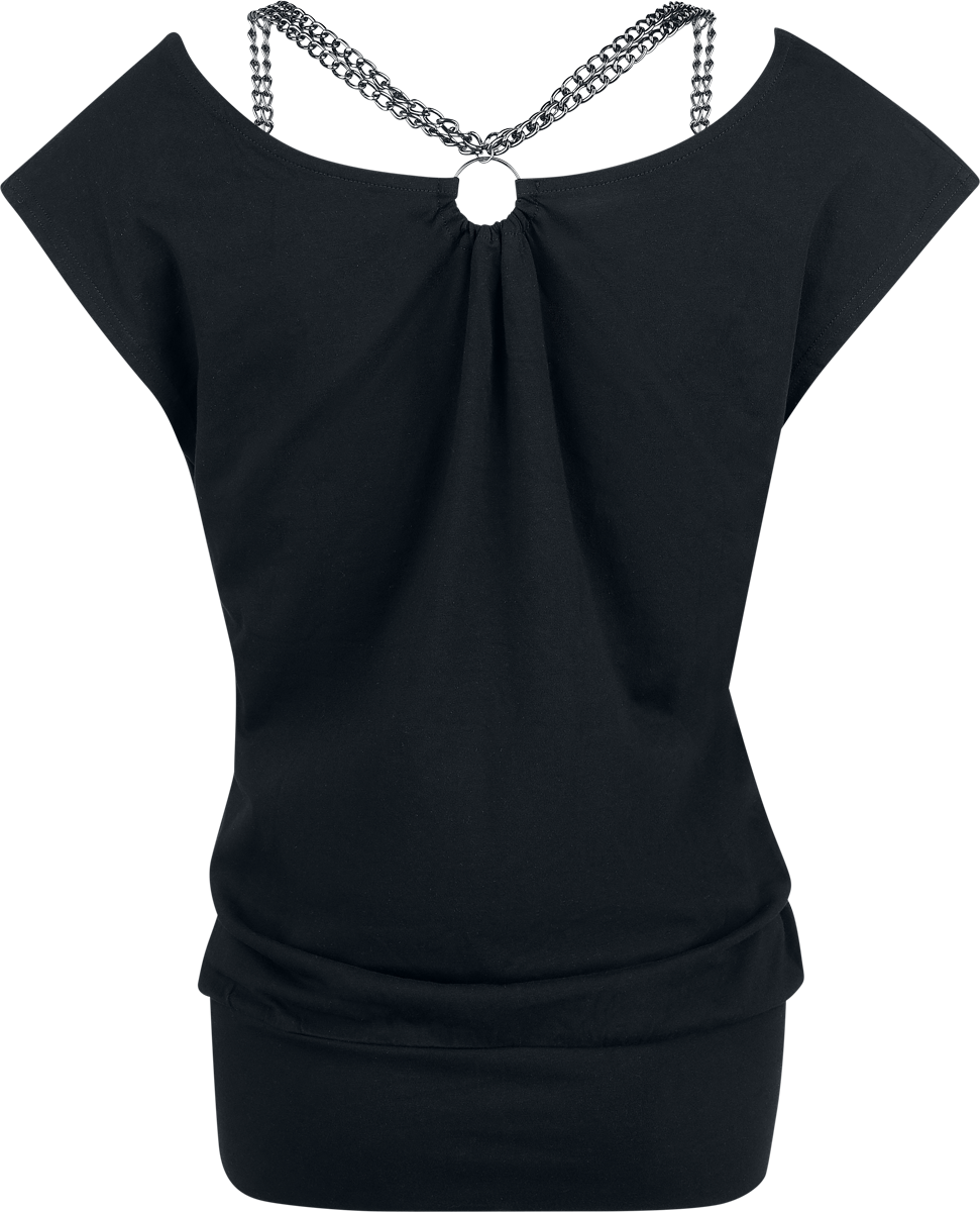T-Shirt Manches courtes  de Rock Rebel by EMP - T-Shirt Col Large & Chaînes - S à XXL - pour Femme - noir - Rock Rebel by EMP - View 2