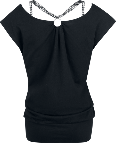 T-Shirt Manches courtes  de Rock Rebel by EMP - T-Shirt Col Large & Chaînes - S à XXL - pour Femme - noir - Rock Rebel by EMP - View 2