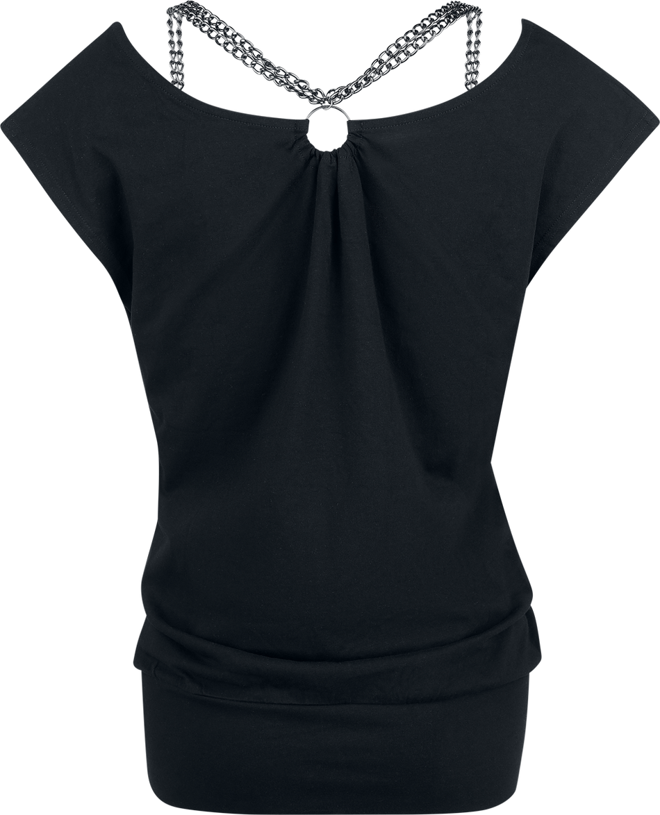 T-Shirt Manches courtes  de Rock Rebel by EMP - T-Shirt Col Large & Chaînes - S à XXL - pour Femme - noir - Rock Rebel by EMP - View 2