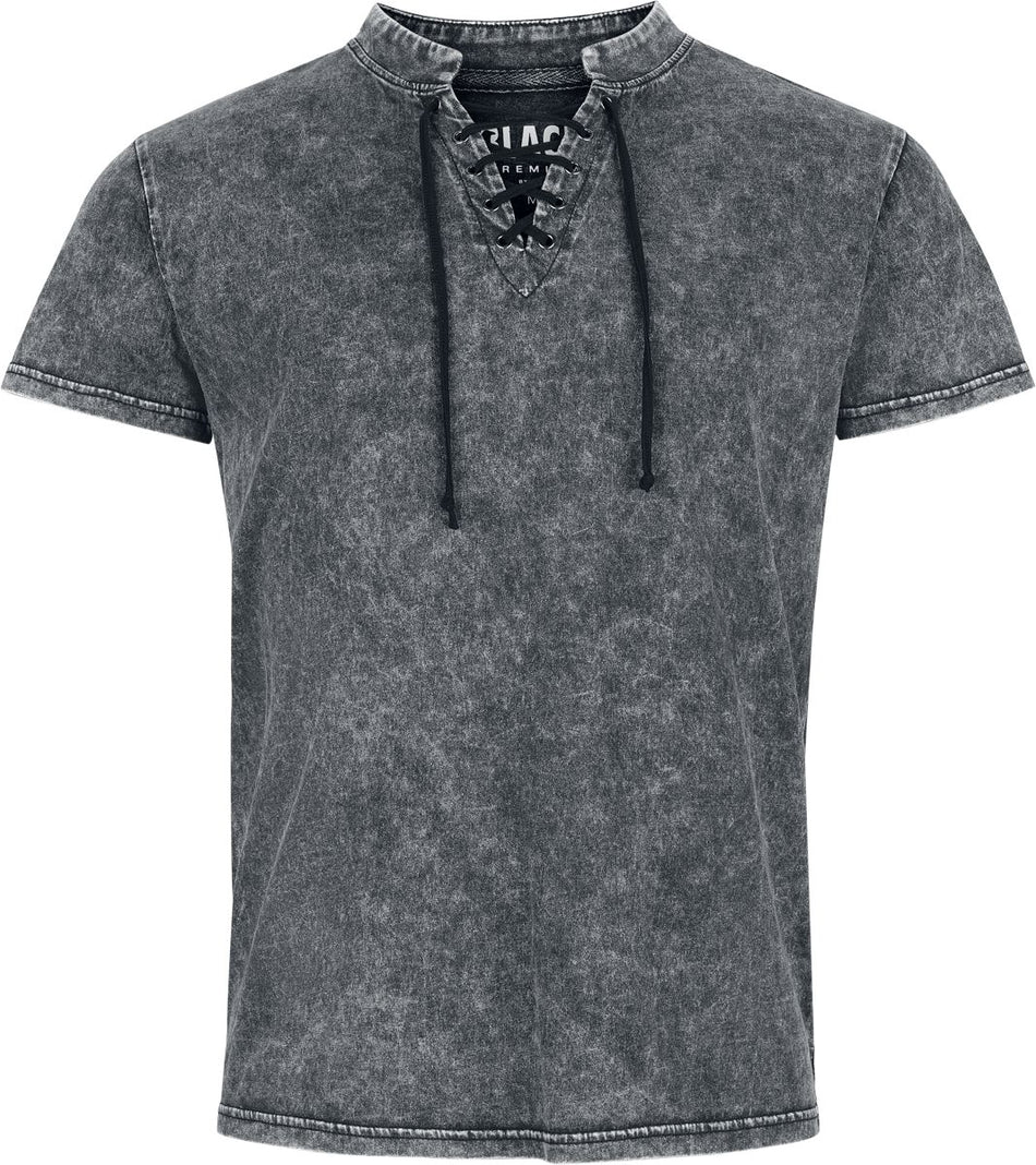 T-Shirt Manches courtes  de Black Premium by EMP - Essential - T-Shirt Lacé - M à XXL - pour Homme - noir - Black Premium by EMP