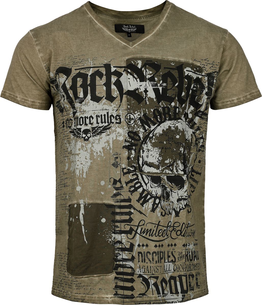 T-Shirt Manches courtes  de Rock Rebel by EMP - Skulls & Details - M à XXL - pour Homme - olive - Rock Rebel by EMP