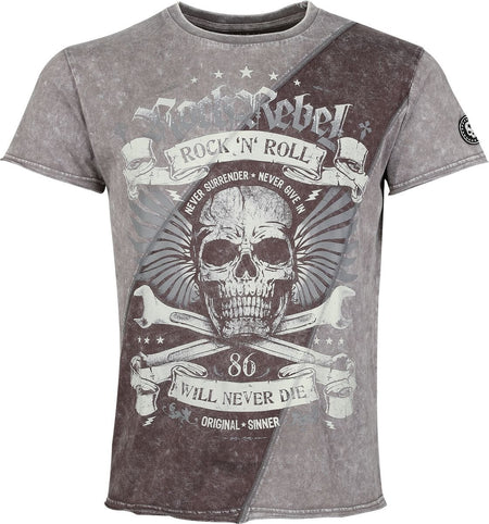 T-Shirt Manches courtes  de Rock Rebel by EMP - Skulls & Details - M à XXL - pour Homme - gris - Rock Rebel by EMP