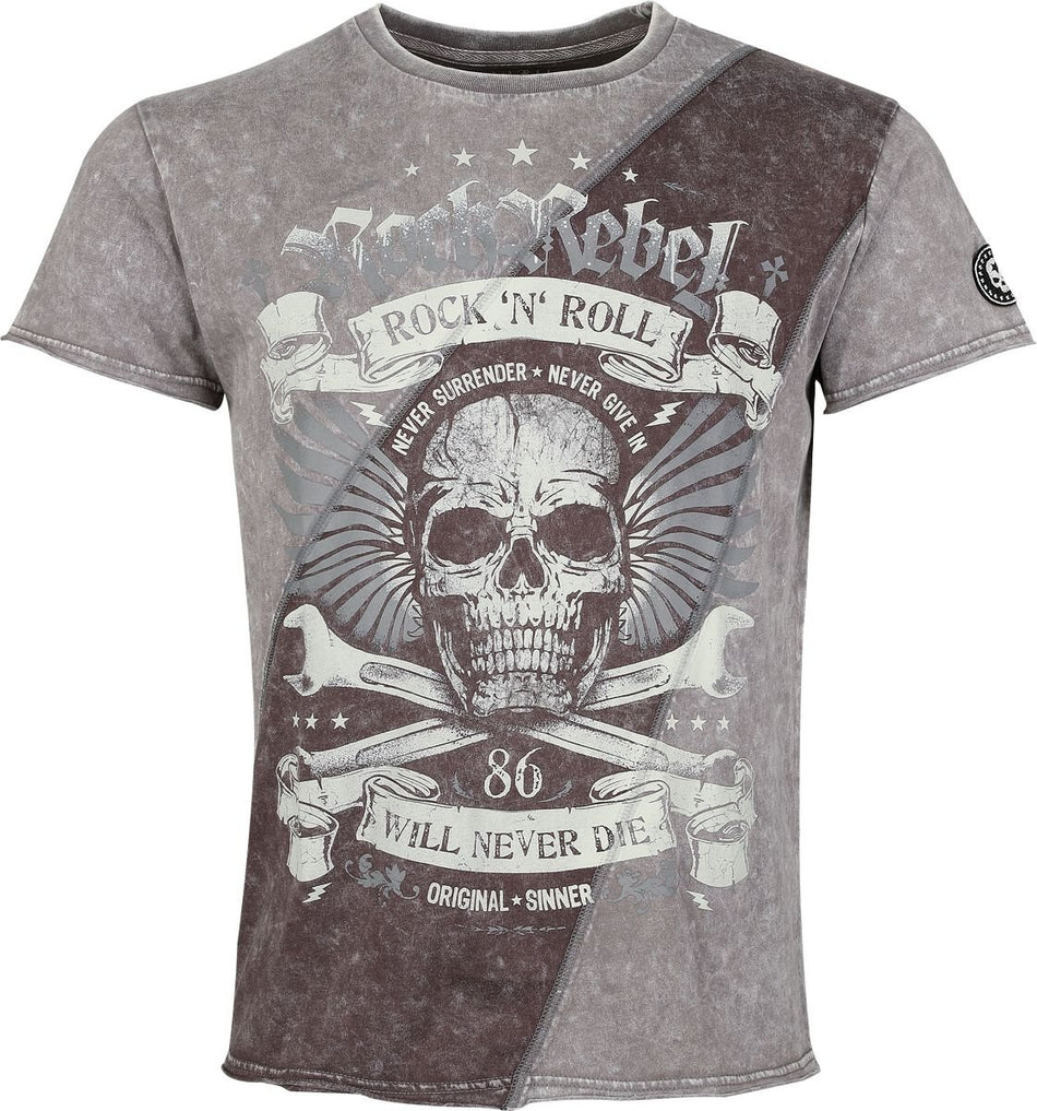T-Shirt Manches courtes  de Rock Rebel by EMP - Skulls & Details - M à XXL - pour Homme - gris - Rock Rebel by EMP
