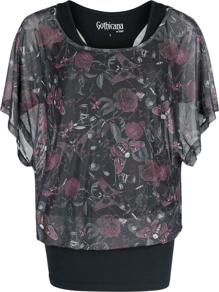 T-Shirt Manches courtes Gothic de Gothicana by EMP - Mystical Woods - S à XXL - pour Femme - noir - Gothicana by EMP