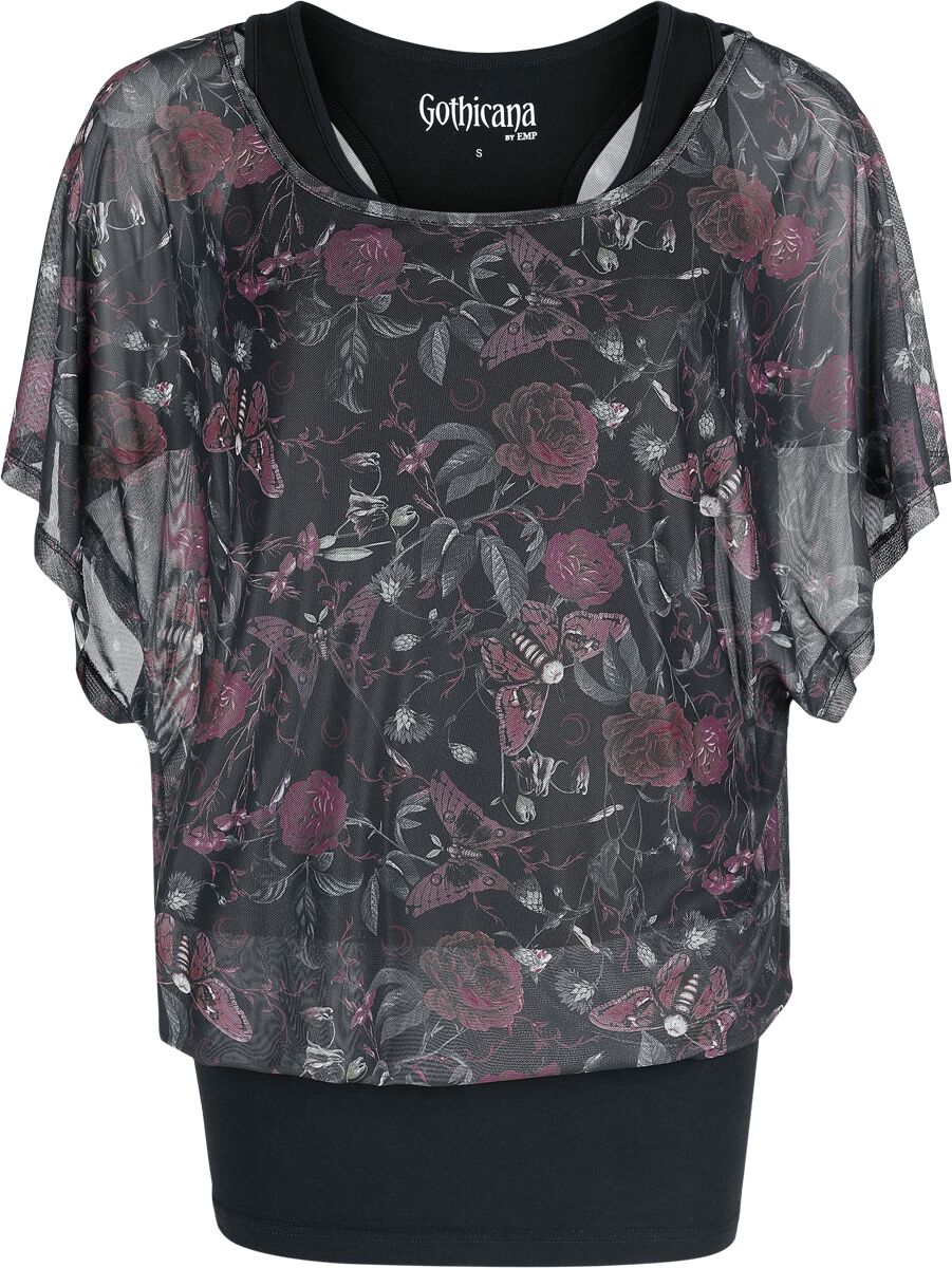 T-Shirt Manches courtes Gothic de Gothicana by EMP - Mystical Woods - S à XXL - pour Femme - noir - Gothicana by EMP