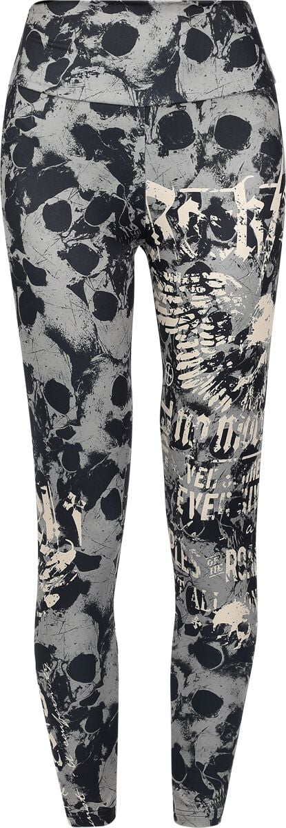 Legging  de Rock Rebel by EMP - Skulls & Details - S à XXL - pour Femme - noir/gris - Rock Rebel by EMP