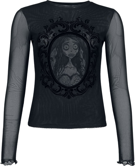 T-shirt manches longues Gothic de Killstar - Les Noces funèbres II – Top en résille Emily - XS à 4XL - pour Femme - noir/gris - Killstar