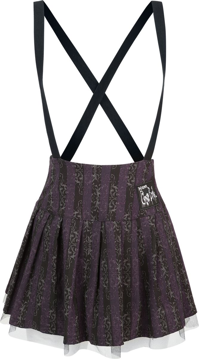 Jupe courte Gothic de Killstar - Les Noces funèbres II – Jupe salopette Haunted Phase - XS à 4XL - pour Femme - noir/lilas - Killstar