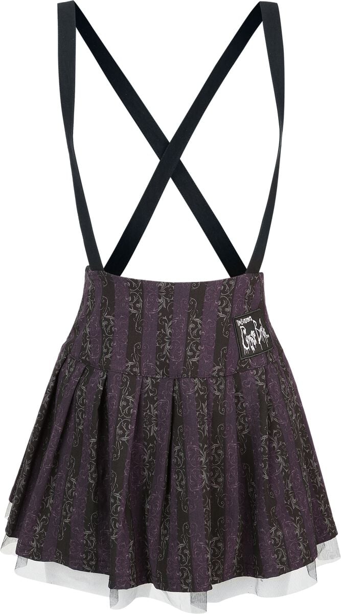 Jupe courte Gothic de Killstar - Les Noces funèbres II – Jupe salopette Haunted Phase - XS à 4XL - pour Femme - noir/lilas - Killstar
