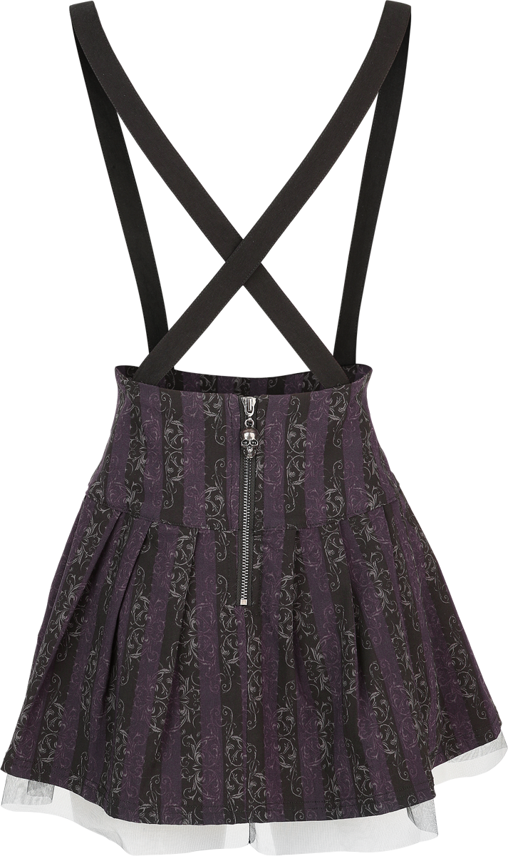 Jupe courte Gothic de Killstar - Les Noces funèbres II – Jupe salopette Haunted Phase - XS à 4XL - pour Femme - noir/lilas - Killstar - View 2