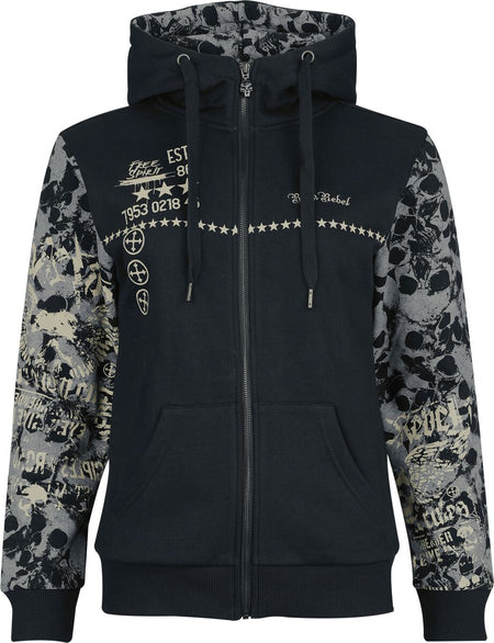 Sweat-shirt zippé à capuche  de Rock Rebel by EMP - Skulls & Details - S à XXL - pour Femme - noir - Rock Rebel by EMP