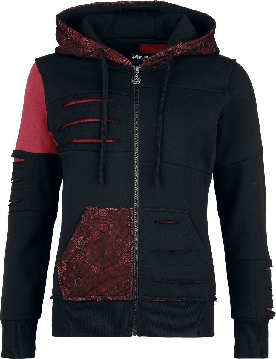 Sweat-shirt zippé à capuche Gothic de Gothicana by EMP - Freaking Out Loud Encore - S à XXL - pour Femme - noir - Gothicana by EMP